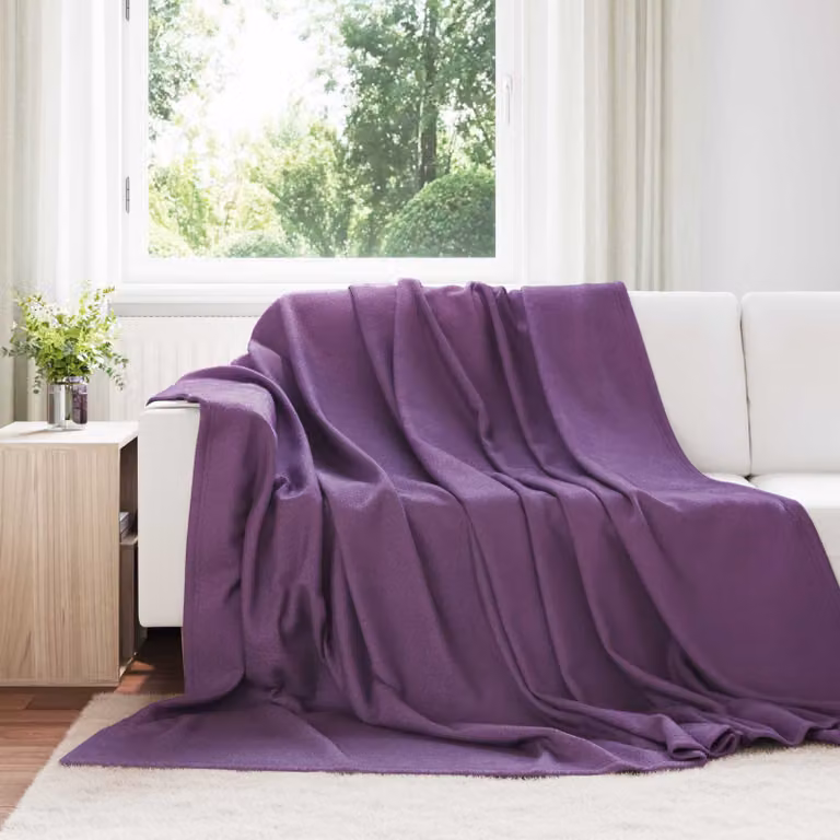 Set di 24 coperte in pile vidaXL viola, morbide e lavabili, L 240 cm x P 220 cm