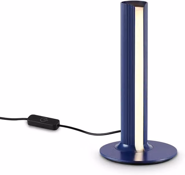 Ideal Lux Dorica Lampada da Tavolo LED Blu con Tecnologia Touch e Dimmerabile