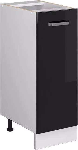 Armadio dispensa da cucina Vicco R-Line moderno con ante a battente, finitura lucida, colori nero, bianco e grigio, L: 30 cm, H: 81.6 cm, P: 46 cm