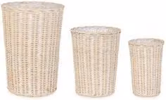 Set di 3 ceste in rattan RANDY Bizzotto colore bianco con trama a intreccio aperto