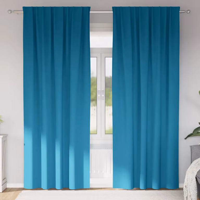 Set di 2 tende blackout vidaXL con anelli in poliestere, colore turchese, H: 245 cm x L: 140 cm