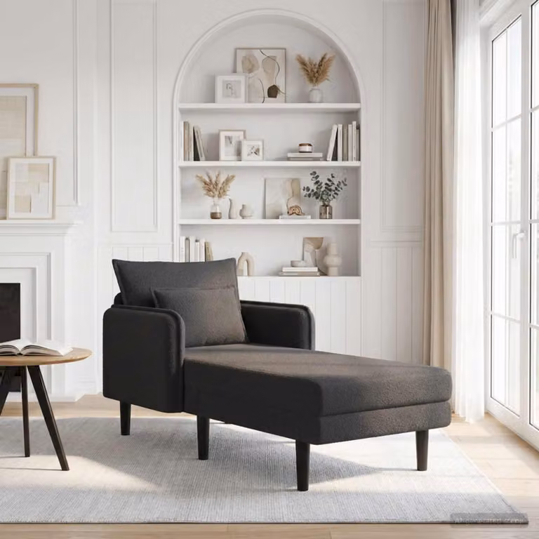 vidaXL Chaise longue oversize moderna in tessuto bouclé grigio con cuscini inclusi L: 173,0 cm, P: 84,0 cm, H: 86,0 cm