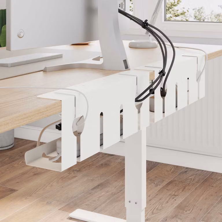 Set di 2 vassoio per gestione cavi sottotavolo vidaXL in metallo bianco
