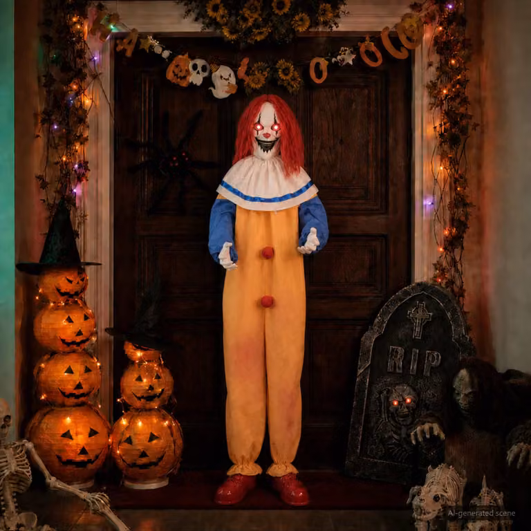 vidaXL Spaventoso Clown di Halloween SPOOKA Multicolore Giallo e Blu