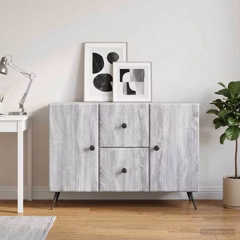 Credenza moderna vidaXL in legno ingegnerizzato MDF Grigio Sonoma L 89 x P 34,5 x H 60 cm