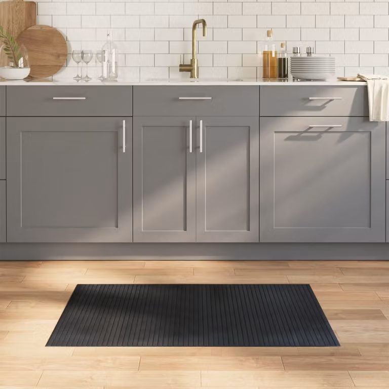 vidaXL Tappeto Rettangolare Moderno Grigio in Bambù e Polipropilene L: 100 cm, P: 60 cm