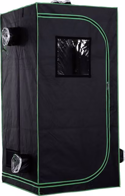 Tenda da coltivazione Outsunny per idroponica in Mylar e Oxford 600D, colore nero, L 80 cm x P 80 cm x H 160 cm