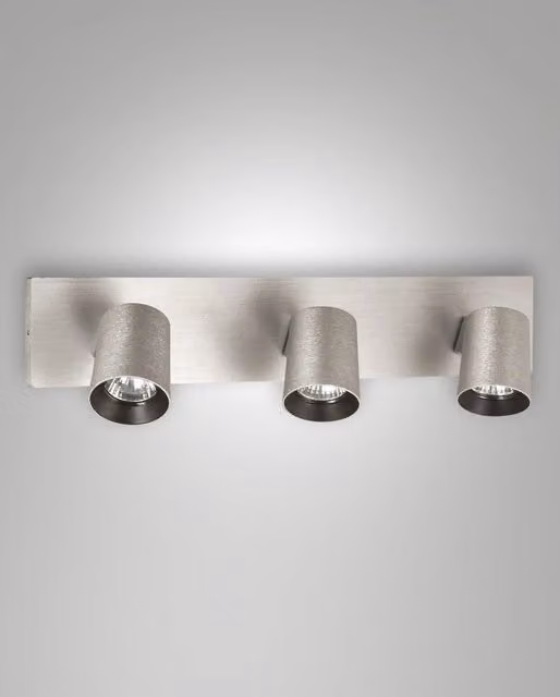 Faretto a incasso moderno Fabas a 3 luci in alluminio spazzolato colore argento con attacco GU10