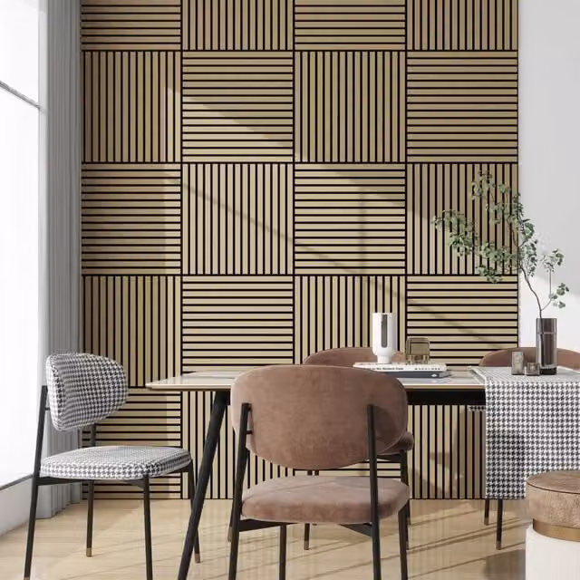Set di 12 pannelli murali 3D fonoassorbenti NEU.HOLZ a listelli dritti con effetto legno Rovere, copertura 5,76 m², L/P: 60 x 60 cm