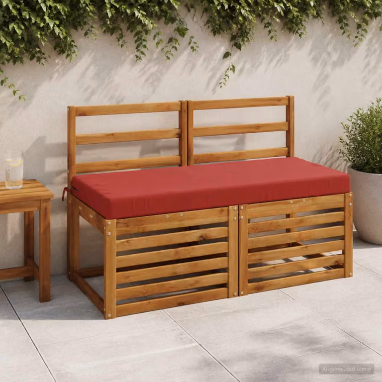 Set di 2 cuscini per panchina vidaXL SOEST rossi in poliestere con rivestimento rimovibile e resistente ai raggi UV