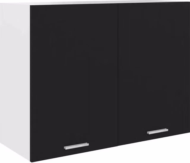 Pensile da cucina moderno HELLOSHOP26 in legno composito nero opaco L: 80 cm, P: 31 cm, H: 60 cm