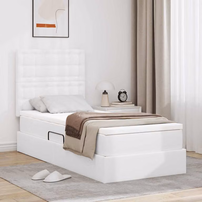 Letto con contenitore e illuminazione LED vidaXL Bianco, L 200 x L 90 x H 128 cm