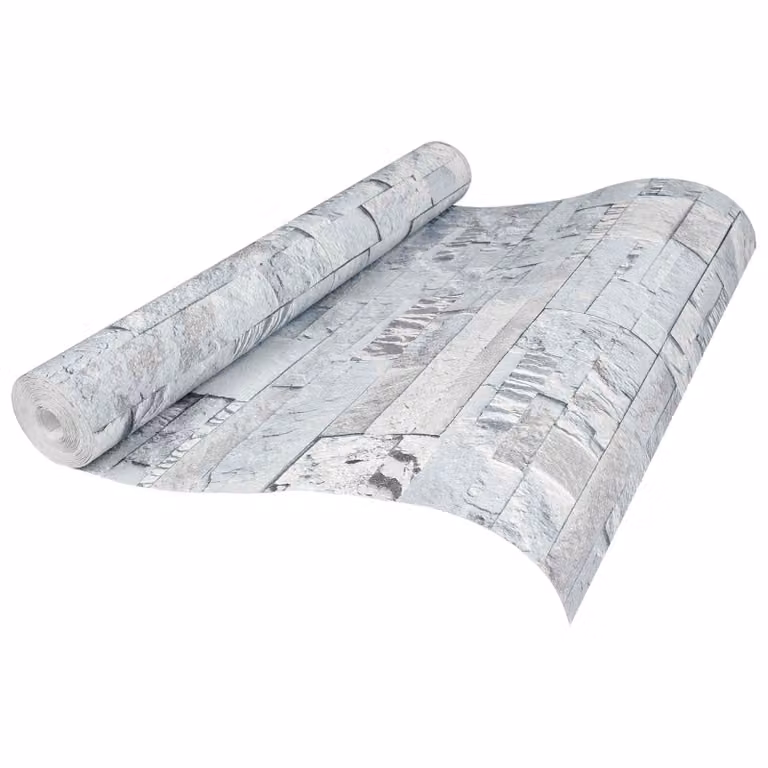 vidaXL Carta da Parati 3D Effetto Pietra Grigio Chiaro, Rotolo Lavabile in Non Tessuto per Soggiorno e Camera da Letto