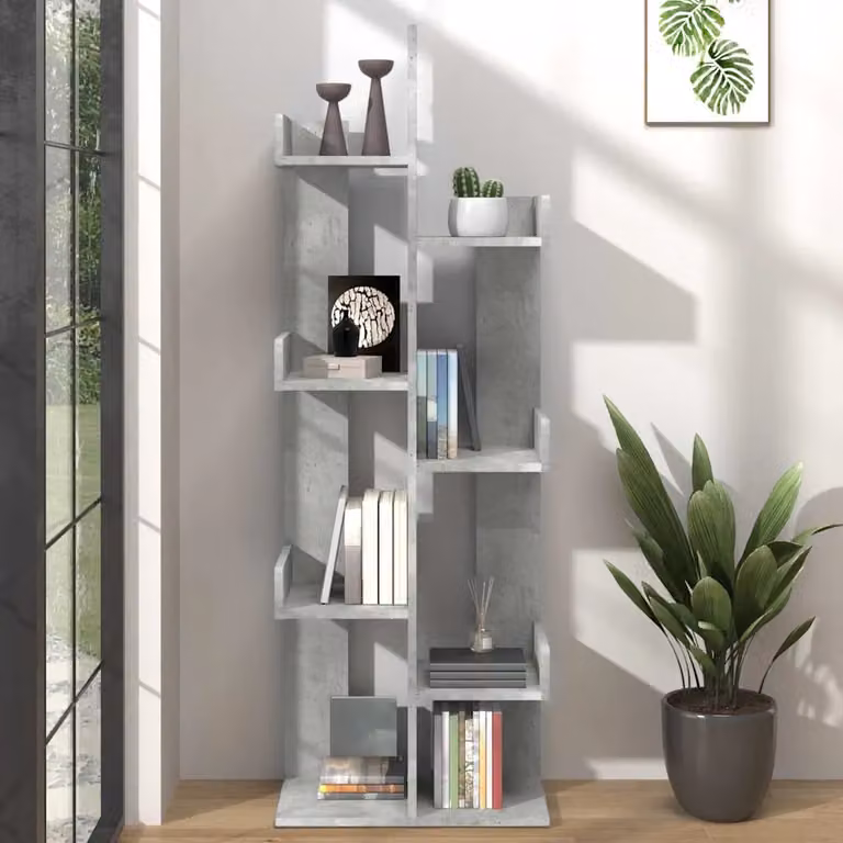 Libreria moderna vidaXL in MDF grigio opaco L: 48 cm, P: 25,5 cm, H: 140 cm