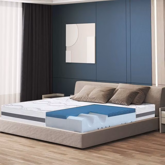 Materasso in Memory Foam The White Stone Bianco, Una Piazza e Mezza, L/P/H: 130 x 200 x 22 cm, Rigidità Alta, Tessuto Antibatterico e Traspirante, Prodotto in Italia