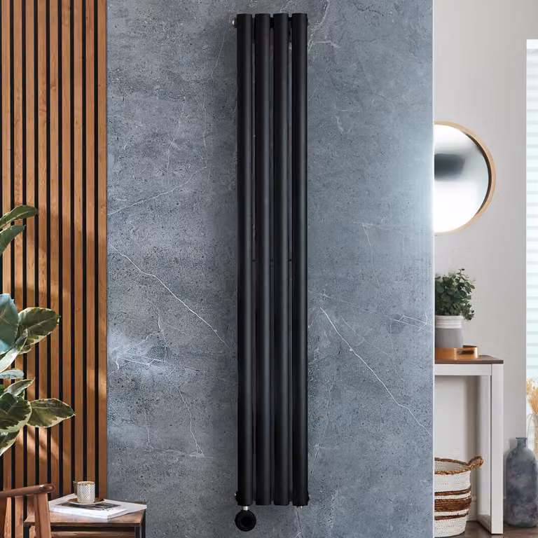 Radiatore Elettrico di Design Verticale ECOSO by Hudson Reed, Nero, H: 178 cm, L: 23,6 cm, con Controllo WiFi e Termostato
