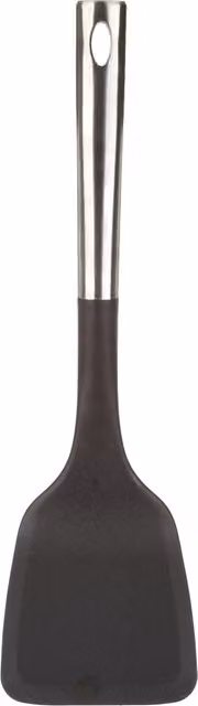Paletta KASANOVA in nylon e acciaio inossidabile nera, resistente al calore e anti-graffio con anello per appendere, L/P/H: 34,5 x 9,5 x 3,5 cm