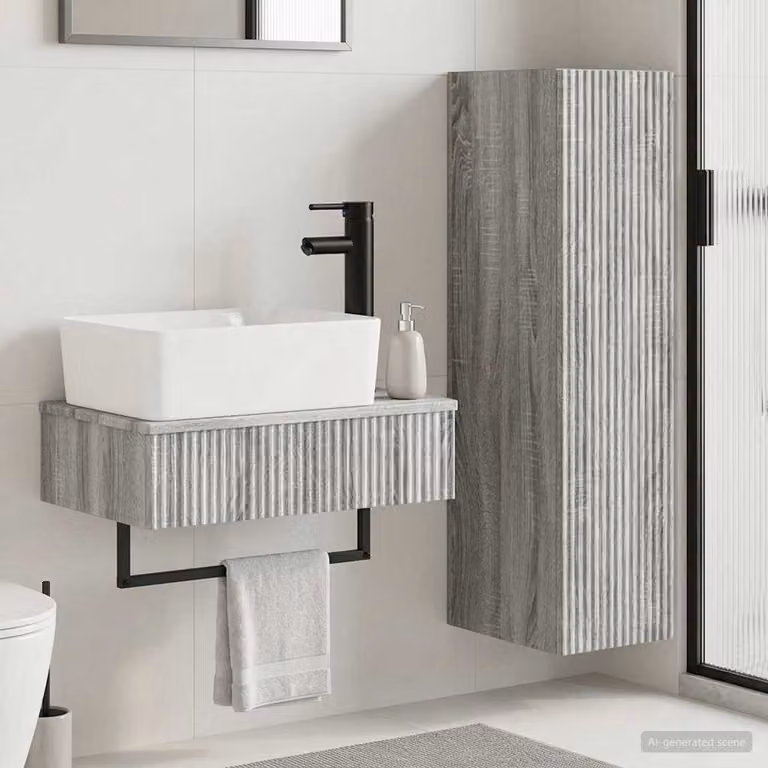 Set di mobili per il bagno moderno vidaXL composto da mobile lavabo e pensile a muro in colore grigio opaco