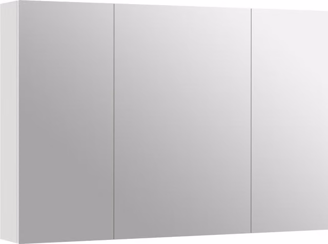 Armadietto Pensile da Bagno kleankin con 3 Ante a Specchio e Ripiani Regolabili in Legno, Bianco, L: 90 cm, P: 13.5 cm, H: 60 cm
