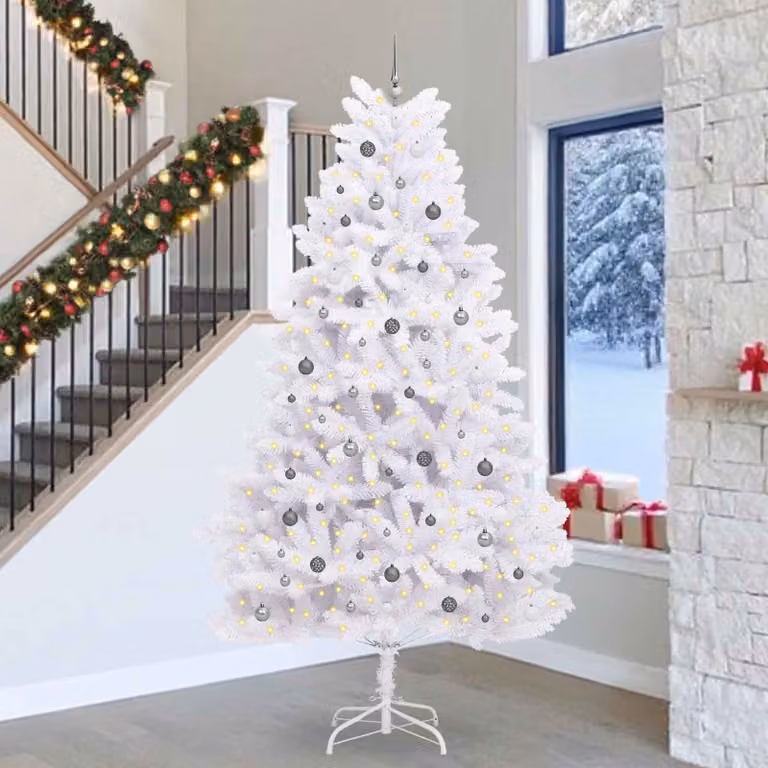 Albero di Natale artificiale vidaXL bianco in PVC e metallo, Altezza: 138 cm