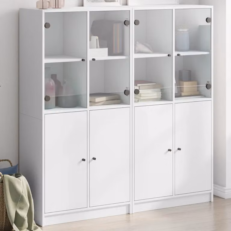 vidaXL Libreria Moderna con Ante e Ripiani Interni Bianca L: 136 cm, P: 37 cm, H: 142 cm