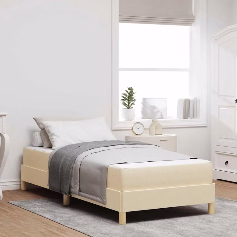 Letto a molle con materasso vidaXL in tessuto beige L/P: 100 x 200 cm