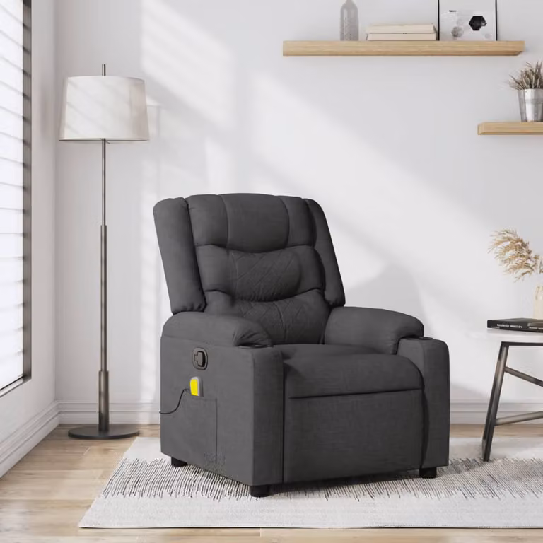 vidaXL Poltrona reclinabile relax moderna in tessuto grigio con braccioli