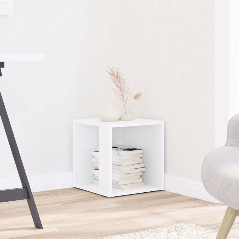 Tavolino da angolo vidaXL in legno composito e MDF, Bianco, L/P/H: 33 x 33 x 34 cm