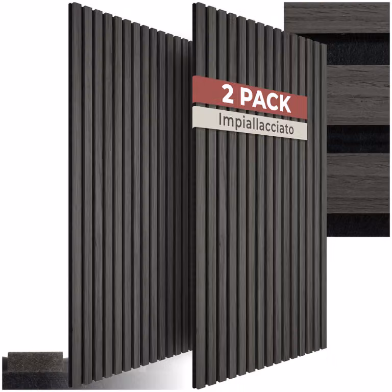 Pannelli acustici Sonic Wall II tectake in feltro con effetto legno, colore nero e marrone, L: 110,0 cm, H: 50,0 cm, P: 18,0 cm