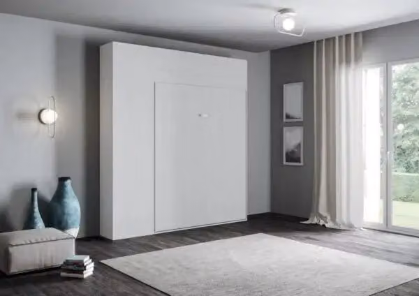 Letto a scomparsa una piazza e mezzo Kentaro Itamoby con mobili bianco frassino