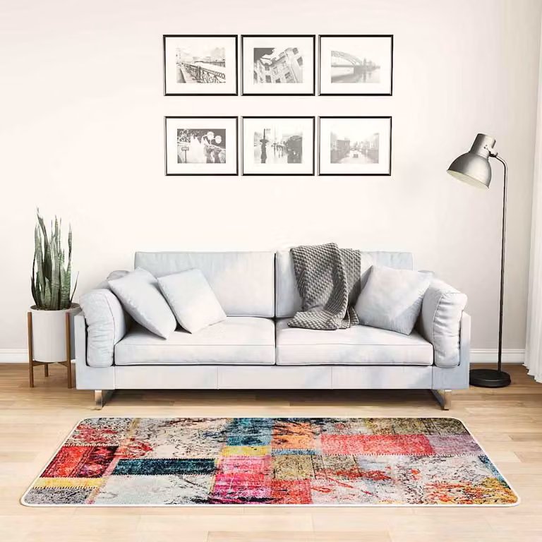 vidaXL Tappeto Patchwork Moderno Multicolore Lavabile in Poliestere L: 150 cm, P: 80 cm