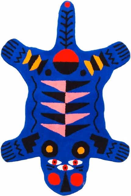 Tappeto Qeeboo Blue Panther Blu con motivo animale e design moderno in poliacrilico L: 200 cm, P: 128 cm