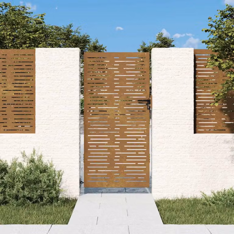 Cancello da giardino a battente vidaXL in acciaio color marrone, L: 85 cm, H: 175 cm