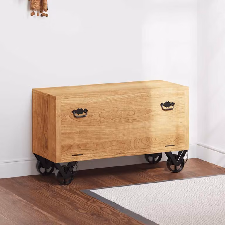 Scarpiera vidaXL in legno di mango marrone con ante a ribalta L: 86 cm, P: 35 cm, H: 55 cm