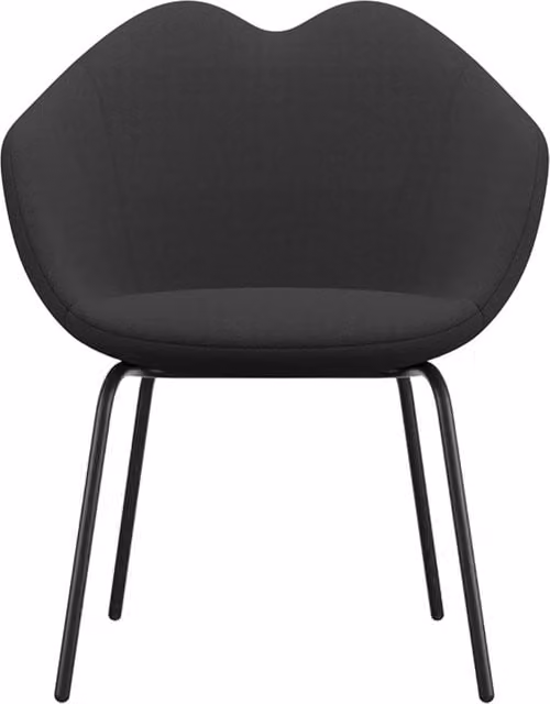 Sedia in tessuto Qeeboo XOXO con struttura in metallo, Grigio e Nero