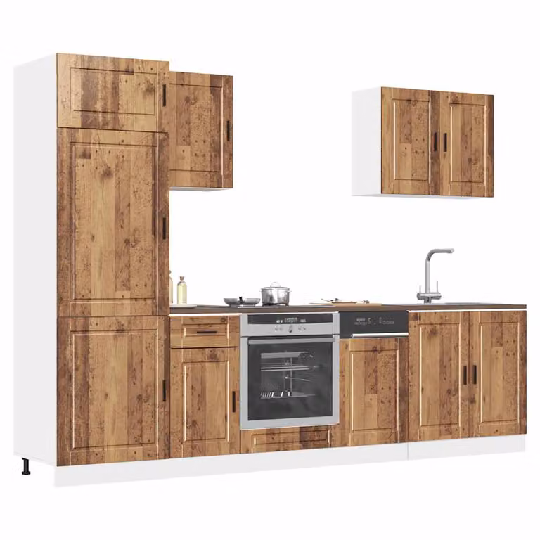 Set di mobili da cucina vidaXL in 7 pezzi stile rustico color marrone in MDF e legno
