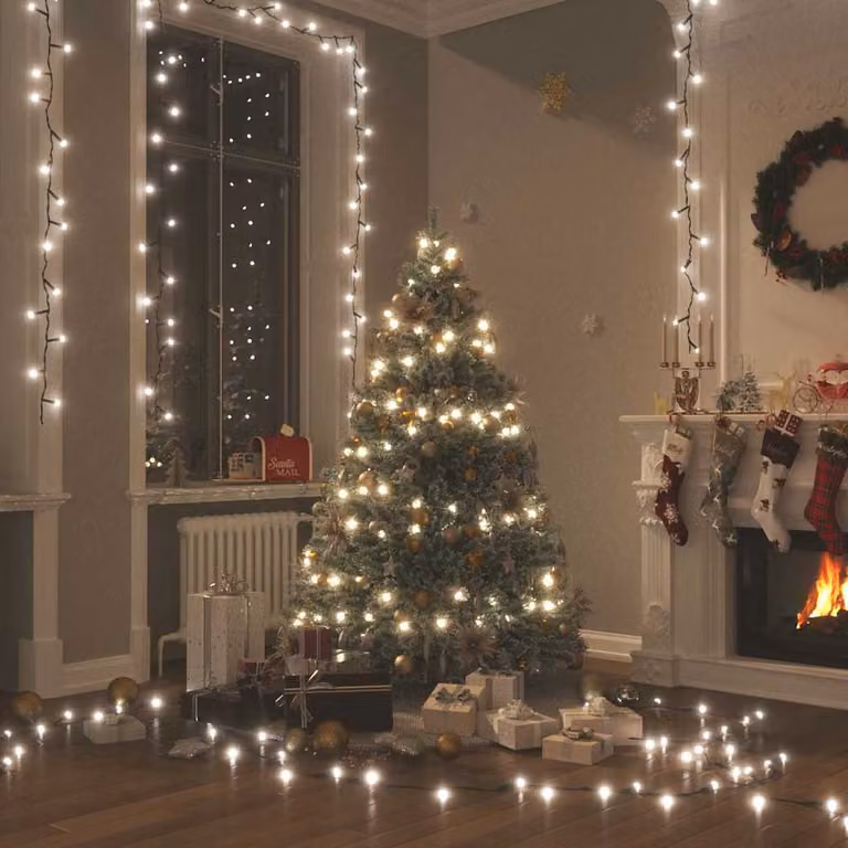 Stringa LED vidaXL con 150 Luci Bianco Freddo, 15 m, in PVC e Rame, Connettibile via USB