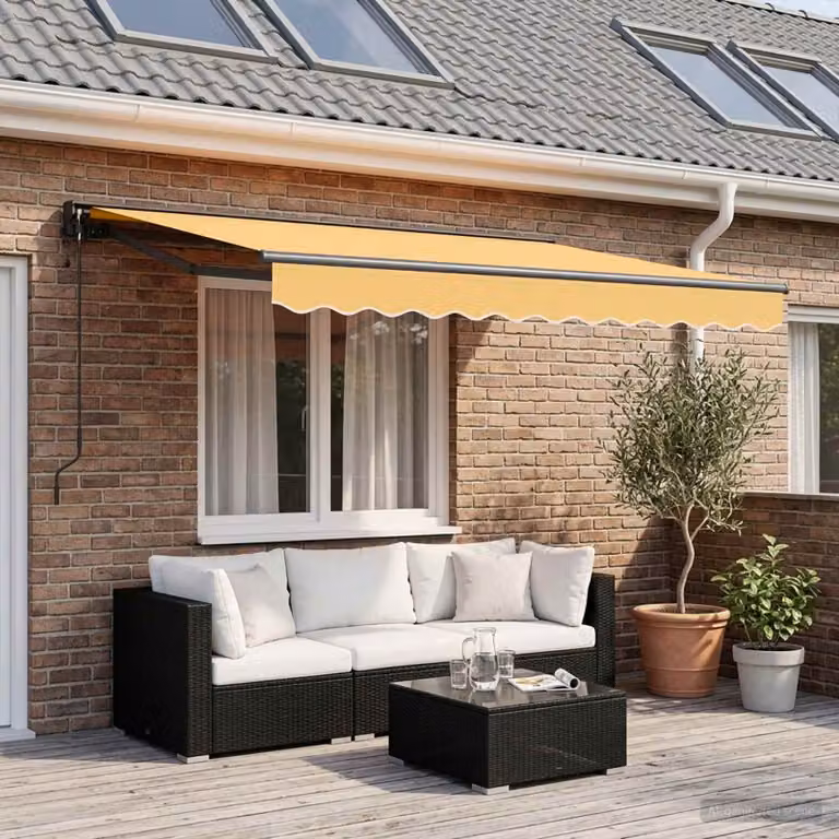 Tenda retrattile vidaXL color sabbia con bracci pieghevoli in alluminio e tessuto in poliestere, L: 350 cm x P: 250 cm