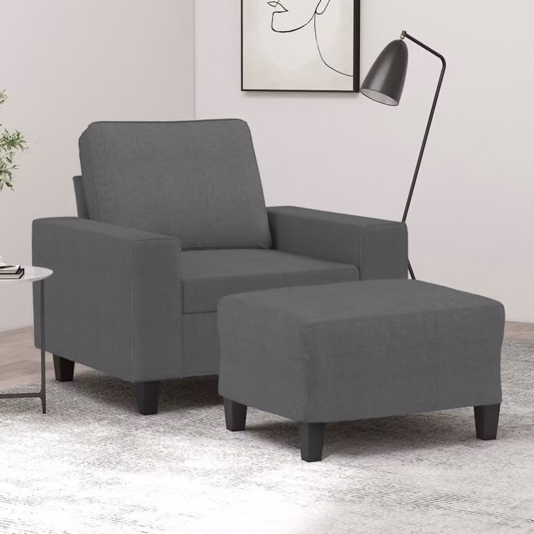 vidaXL Poltrona Relax con Poggiapiedi Grigio in Tessuto e Struttura in Metallo e MDF