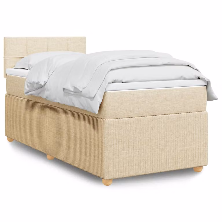vidaXL Giroletto a Molle con Materasso Ibrido in Tessuto Beige, L/P/H: 80 x 200 cm