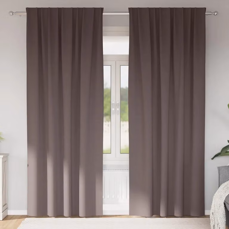 Set di 2 tende blackout vidaXL con anelli in poliestere, colore marrone, H: 260 cm x L: 140 cm