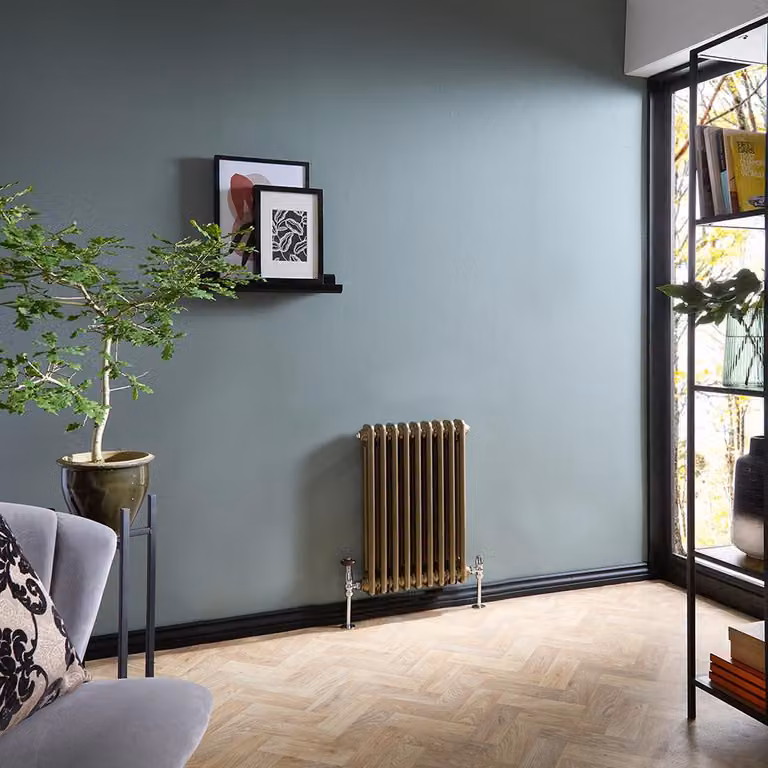 Radiatore Tradizionale a Doppia Colonna Orizzontale HudsonReed Oro, L: 60 cm, H: 42,5 cm, P: 6,8 cm