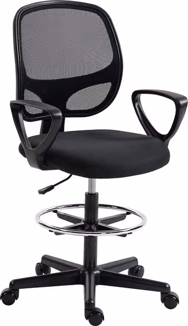 Sedia da ufficio ergonomica girevole HOMCOM in rete traspirante con poggiapiedi e altezza regolabile, Nero