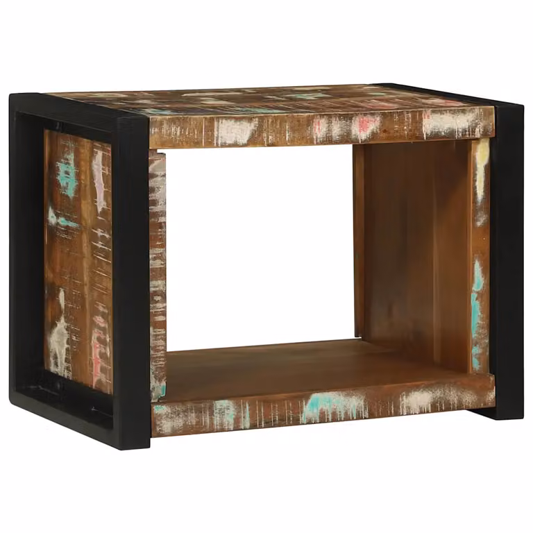 Cubetto da parete vidaXL in legno recuperato massello e metallo, marrone, L: 40 cm, P: 35 cm, H: 55 cm