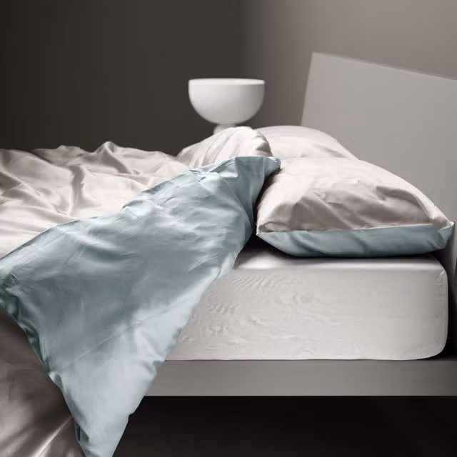 Copripiumino reversibile DaunenStep Oasi Kiss in cotone Mako Satin blu L: 135 cm x P: 200 cm