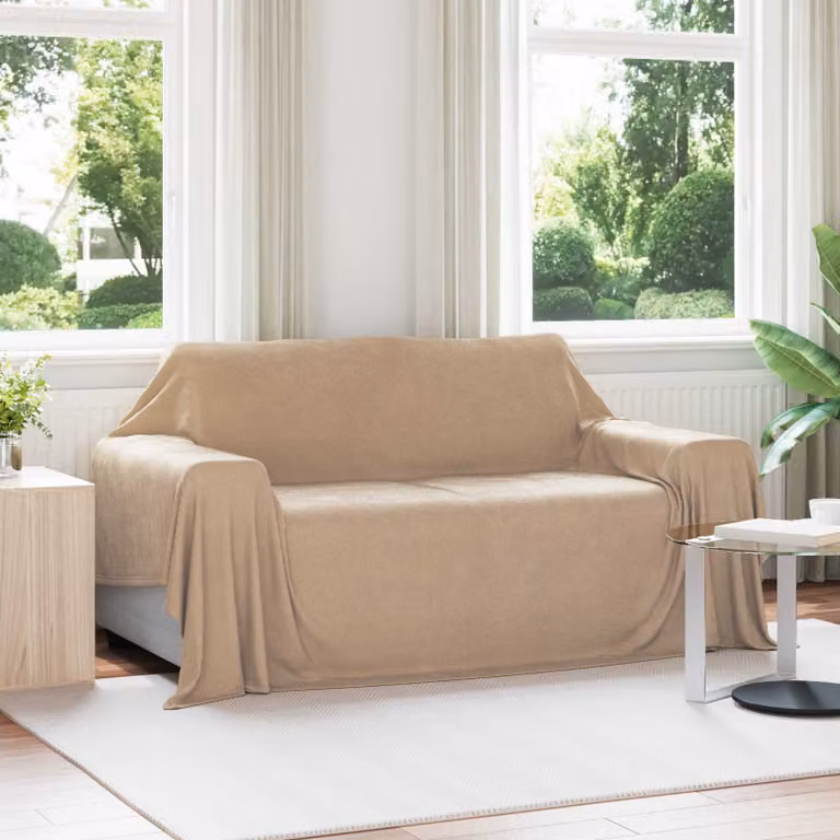 Set di 6 coperte in pile vidaXL color beige, L 280 cm x P 210 cm