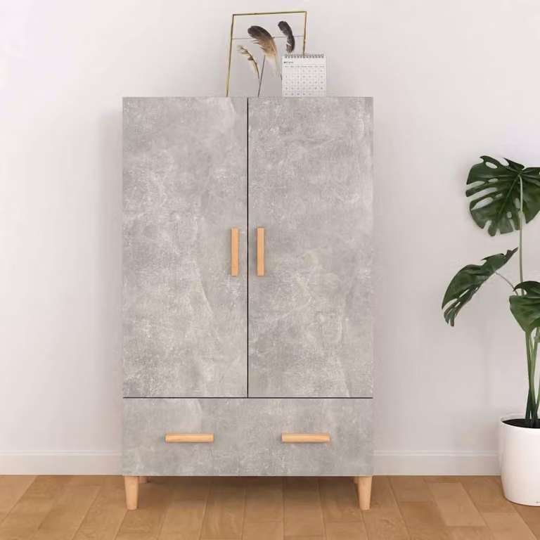 Credenza vidaXL in legno multistrato e MDF, colore grigio, L 70 cm x P 31 cm x H 115 cm
