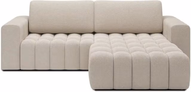 Divano angolare convertibile MEUBLORAMA beige con funzione letto e contenitore, lato destro, L 250 cm x P 175 cm x H 92 cm