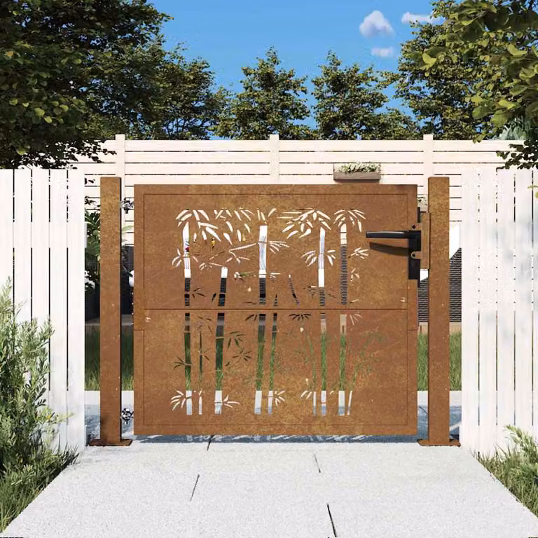 Cancello da giardino singolo vidaXL in acciaio Corten marrone L: 110 cm, H: 75 cm