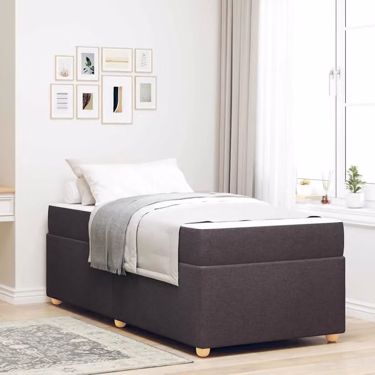 Struttura del letto moderna vidaXL in tessuto e legno marrone scuro L/P: 100 x 200 cm